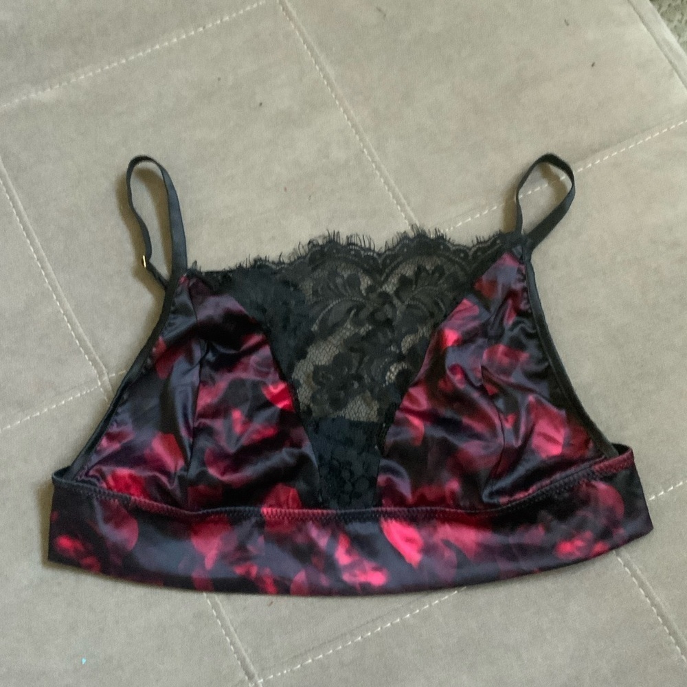 Fashion Nova Red and Black Lace Satin Bralette